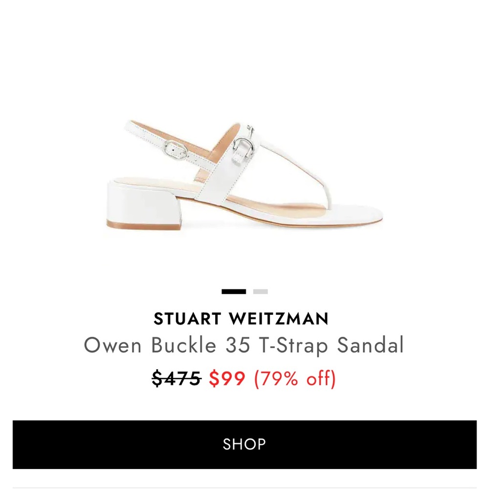 Stuart Weitzman Owen Buckle 35 T-Strap Sandal